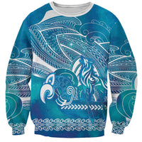 Kuri Dog Waka New Zealand Matariki Sweatshirt Ocean Sharks Maori Tattoo LT14 Unisex Blue - Polynesian Pride