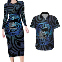 Tuna Eel New Zealand Matariki Couples Matching Long Sleeve Bodycon Dress and Hawaiian Shirt He Piko He Taniwha Maori Pattern