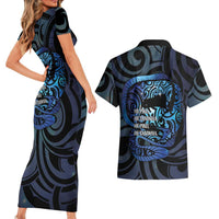 Tuna Eel New Zealand Matariki Couples Matching Short Sleeve Bodycon Dress and Hawaiian Shirt He Piko He Taniwha Maori Pattern