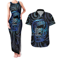 Tuna Eel New Zealand Matariki Couples Matching Tank Maxi Dress and Hawaiian Shirt He Piko He Taniwha Maori Pattern LT14 Purple - Polynesian Pride
