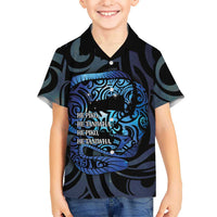 Tuna Eel New Zealand Matariki Family Matching Off Shoulder Short Dress and Hawaiian Shirt He Piko He Taniwha Maori Pattern LT14 Son's Shirt Purple - Polynesian Pride