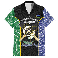 Personalised South Sea Islanders National Recognition Day Family Matching Short Sleeve Bodycon Dress and Hawaiian Shirt Australia Aboriginal Vanuatu Pig Tusk LT14 Dad's Shirt - Short Sleeve Black - Polynesian Pride