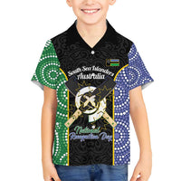 Personalised South Sea Islanders National Recognition Day Family Matching Short Sleeve Bodycon Dress and Hawaiian Shirt Australia Aboriginal Vanuatu Pig Tusk LT14 Son's Shirt Black - Polynesian Pride