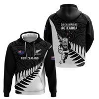 New Zealand Silver Fern Rugby Hoodie All Black Go Champions Maori Pattern LT14