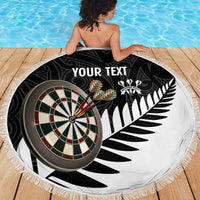 Personalised New Zealand Darts Beach Blanket Silver Fern Aotearoa Maori Pattern - Polynesian Pride