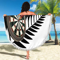 Personalised New Zealand Darts Beach Blanket Silver Fern Aotearoa Maori Pattern - Polynesian Pride