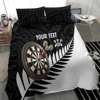 Personalised New Zealand Darts Bedding Set Silver Fern Aotearoa Maori Pattern - Polynesian Pride