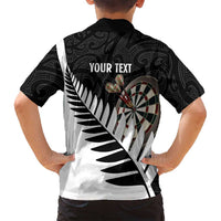 Personalised New Zealand Darts Family Matching Summer Maxi Dress and Hawaiian Shirt Silver Fern Aotearoa Maori Pattern - Polynesian Pride