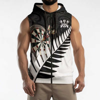 Personalised New Zealand Darts Sleeveless Zip Hoodie Silver Fern Aotearoa Maori Pattern LT14 - Polynesian Pride