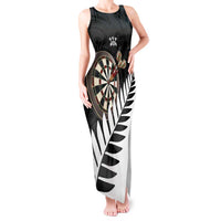 Personalised New Zealand Darts Tank Maxi Dress Silver Fern Aotearoa Maori Pattern - Polynesian Pride