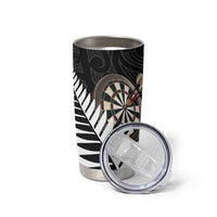 Personalised New Zealand Darts Tumbler Cup Silver Fern Aotearoa Maori Pattern - Polynesian Pride