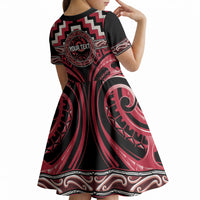 Aotearoa Ngai Te Rangi Personalised Kid Short Sleeve Dress Maori Iwi Poutama Puhoro Tattoo LT14 - Polynesian Pride