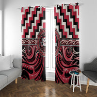 Aotearoa Ngai Te Rangi Window Curtain Maori Iwi Poutama Puhoro Tattoo LT14 With Grommets Red - Polynesian Pride