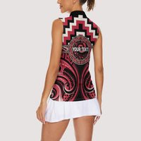 Aotearoa Ngai Te Rangi Personalised Women Sleeveless Polo Shirt Maori Iwi Poutama Puhoro Tattoo LT14 - Polynesian Pride