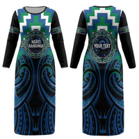 Aotearoa Ngati Ranginui Personalised Couples Matching Long Sleeve Bodycon Dress and Hawaiian Shirt Maori Iwi Poutama Puhoro Tattoo LT14 - Polynesian Pride