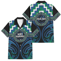 Aotearoa Ngati Ranginui Personalised Family Matching Off The Shoulder Long Sleeve Dress and Hawaiian Shirt Maori Iwi Poutama Puhoro Tattoo LT14 Dad's Shirt - Short Sleeve Green - Polynesian Pride