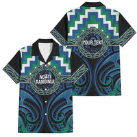 Aotearoa Ngati Ranginui Personalised Family Matching Tank Maxi Dress and Hawaiian Shirt Maori Iwi Poutama Puhoro Tattoo LT14 Dad's Shirt - Short Sleeve Green - Polynesian Pride