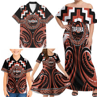 Aotearoa Tapuika Personalised Family Matching Off Shoulder Maxi Dress and Hawaiian Shirt Maori Iwi Poutama Puhoro Tattoo LT14 - Polynesian Pride