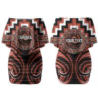 Aotearoa Tapuika Personalised Family Matching Off Shoulder Short Dress and Hawaiian Shirt Maori Iwi Poutama Puhoro Tattoo LT14 Mom's Dress Red - Polynesian Pride