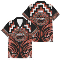 Aotearoa Tapuika Personalised Family Matching Off Shoulder Short Dress and Hawaiian Shirt Maori Iwi Poutama Puhoro Tattoo LT14 Dad's Shirt - Short Sleeve Red - Polynesian Pride