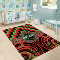 Aotearoa Ngati Maru Area Rug Maori Iwi Poutama Puhoro Tattoo LT14 - Polynesian Pride