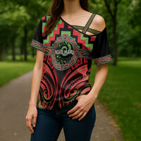 Aotearoa Ngati Maru Personalised Cross Shoulder Shirt Maori Iwi Poutama Puhoro Tattoo LT14 - Polynesian Pride