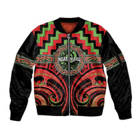 Aotearoa Ngati Maru Personalised Sleeve Zip Bomber Jacket Maori Iwi Poutama Puhoro Tattoo LT14 Unisex Red - Polynesian Pride