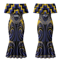 Aotearoa Ngati Raukawa Personalised Couples Matching Mermaid Dress and Long Sleeve Button Shirt Maori Iwi Poutama Puhoro Tattoo LT14 - Polynesian Pride