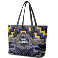 Aotearoa Ngati Raukawa Leather Tote Bag Maori Iwi Poutama Puhoro Tattoo LT14 - Polynesian Pride