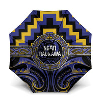 Aotearoa Ngati Raukawa Umbrella Maori Iwi Poutama Puhoro Tattoo LT14 One Size Folded 11.42 inch Opened Diameter 37.4 inch Blue - Polynesian Pride