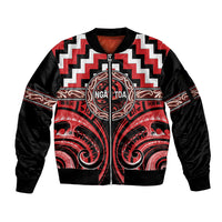 Aotearoa Ngati Toa Personalised Sleeve Zip Bomber Jacket Maori Iwi Poutama Puhoro Tattoo LT14 Unisex Red - Polynesian Pride