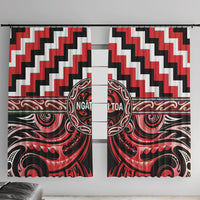 Aotearoa Ngati Toa Window Curtain Maori Iwi Poutama Puhoro Tattoo LT14 With Hooks Red - Polynesian Pride