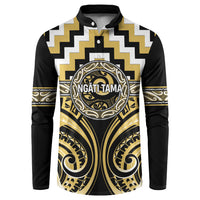 Aotearoa Ngati Tama Personalised Button Sweatshirt Maori Iwi Poutama Puhoro Tattoo LT14 Yellow - Polynesian Pride