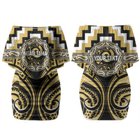 Aotearoa Ngati Tama Personalised Couples Matching Off Shoulder Short Dress and Hawaiian Shirt Maori Iwi Poutama Puhoro Tattoo LT14 - Polynesian Pride
