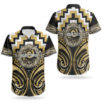 Aotearoa Ngati Tama Personalised Couples Matching Short Sleeve Bodycon Dress and Hawaiian Shirt Maori Iwi Poutama Puhoro Tattoo LT14 - Polynesian Pride