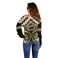 Aotearoa Ngati Tama Personalised Off Shoulder Sweater Maori Iwi Poutama Puhoro Tattoo LT14 - Polynesian Pride