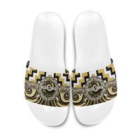Aotearoa Ngati Tama Slide Sandals Maori Iwi Poutama Puhoro Tattoo LT14 Yellow - Polynesian Pride