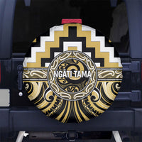 Aotearoa Ngati Tama Spare Tire Cover Maori Iwi Poutama Puhoro Tattoo LT14 No hole Yellow - Polynesian Pride
