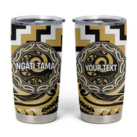 Aotearoa Ngati Tama Personalised Tumbler Cup Maori Iwi Poutama Puhoro Tattoo LT14 Yellow - Polynesian Pride
