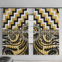 Aotearoa Ngati Tama Window Curtain Maori Iwi Poutama Puhoro Tattoo LT14 With Hooks Yellow - Polynesian Pride