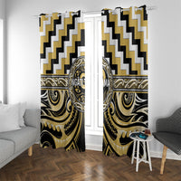 Aotearoa Ngati Tama Window Curtain Maori Iwi Poutama Puhoro Tattoo LT14 With Grommets Yellow - Polynesian Pride