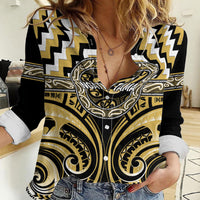 Aotearoa Ngati Tama Personalised Women Casual Shirt Maori Iwi Poutama Puhoro Tattoo LT14 Female Yellow - Polynesian Pride