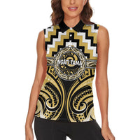 Aotearoa Ngati Tama Personalised Women Sleeveless Polo Shirt Maori Iwi Poutama Puhoro Tattoo LT14 - Polynesian Pride