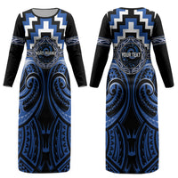 Aotearoa Ngati Ruanui Personalised Couples Matching Long Sleeve Bodycon Dress and Hawaiian Shirt Maori Iwi Poutama Puhoro Tattoo LT14 - Polynesian Pride
