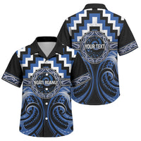 Aotearoa Ngati Ruanui Personalised Family Matching Tank Maxi Dress and Hawaiian Shirt Maori Iwi Poutama Puhoro Tattoo LT14 Son's Shirt Blue - Polynesian Pride
