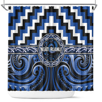 Aotearoa Ngati Ruanui Shower Curtain Maori Iwi Poutama Puhoro Tattoo LT14 Blue - Polynesian Pride