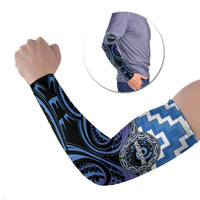 Aotearoa Ngaruahine Personalised Arm Sleeves Maori Iwi Poutama Puhoro Tattoo LT14 Set of 2 Blue - Polynesian Pride