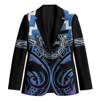Aotearoa Ngaruahine Personalised Blazer Maori Iwi Poutama Puhoro Tattoo LT14 Unisex Blue - Polynesian Pride
