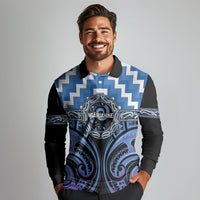 Aotearoa Ngaruahine Personalised Long Sleeve Polo Shirt Maori Iwi Poutama Puhoro Tattoo LT14 - Polynesian Pride