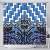 Aotearoa Ngaruahine Shower Curtain Maori Iwi Poutama Puhoro Tattoo LT14 - Polynesian Pride